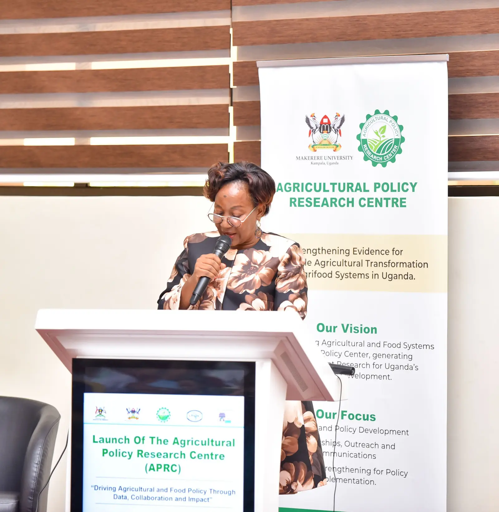 Speaker addressing guests at the APRC launch