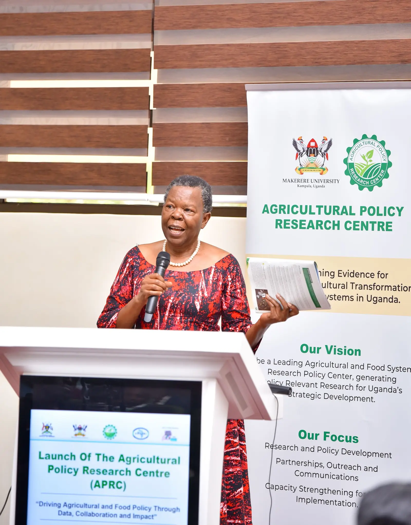 Speaker presenting at the Agricultural Policy Research Centre launch