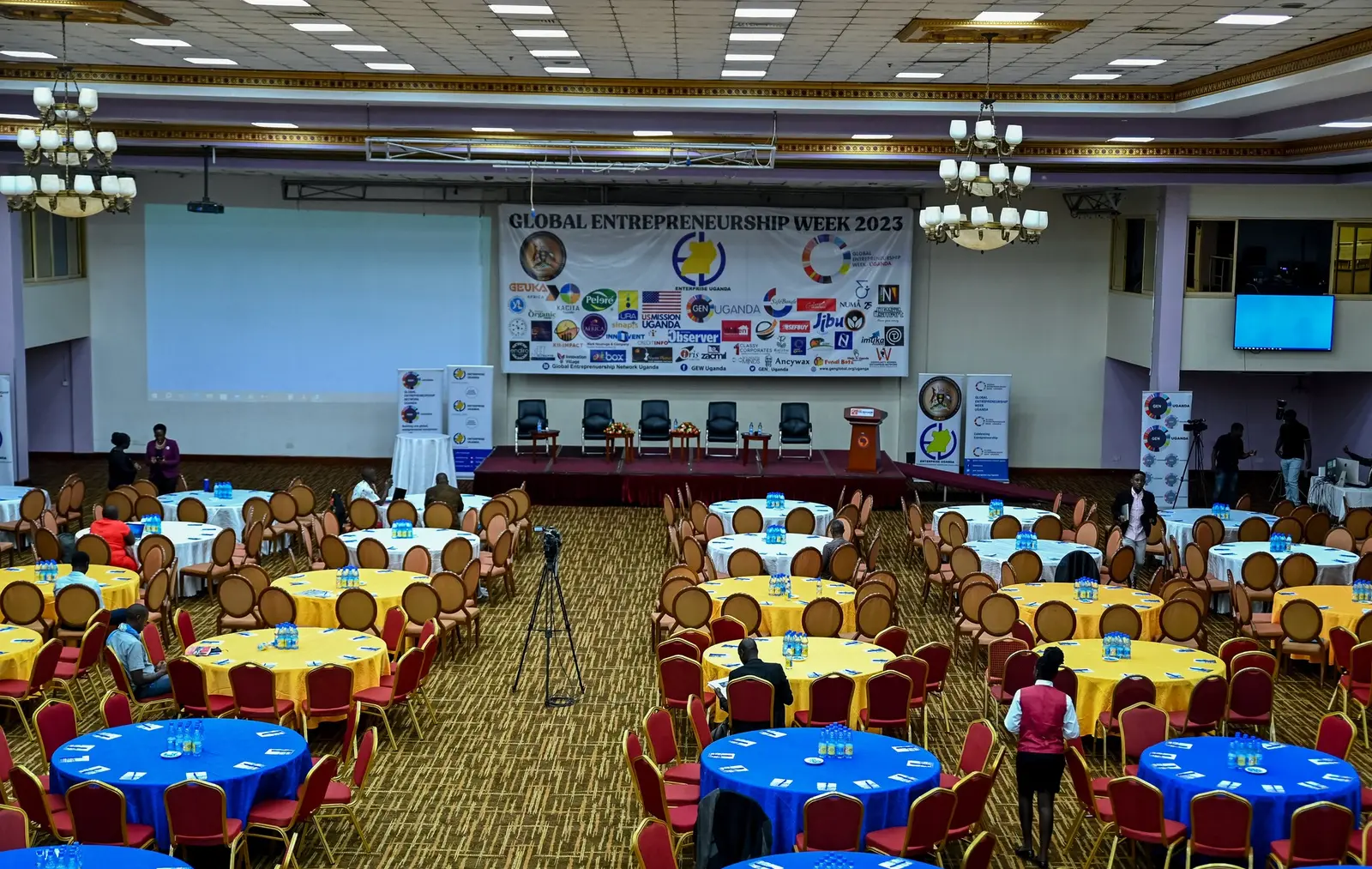 Banquet hall set up for Global Entrepreneurship Week Uganda